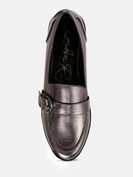 Haruka Metallic Faux Leather Loafers