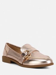 Haruka Metallic Faux Leather Loafers