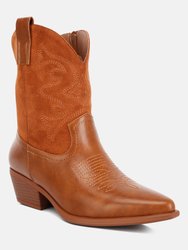 Hasting Patchwork Detail Low Heel Cowboy Boots