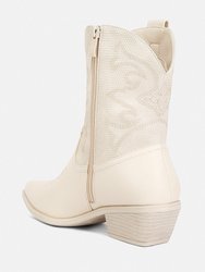 Hasting Patchwork Detail Low Heel Cowboy Boots