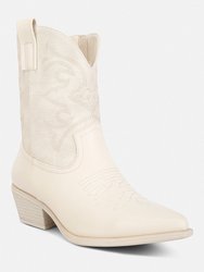 Hasting Patchwork Detail Low Heel Cowboy Boots