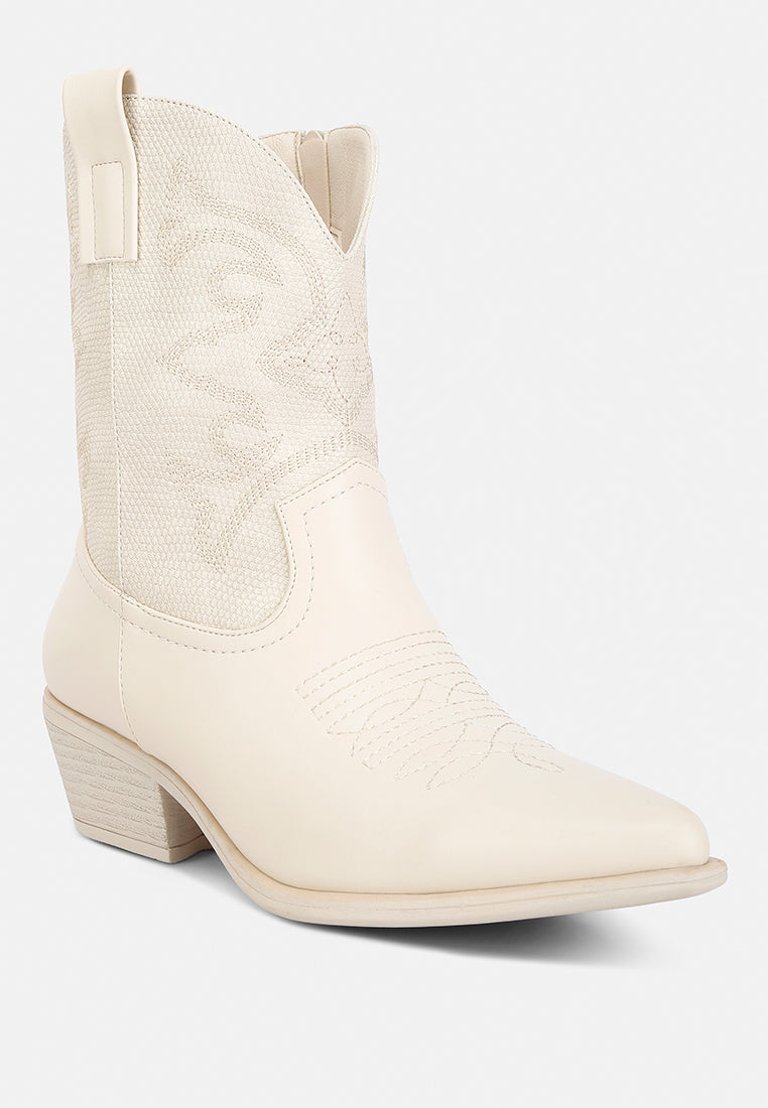 Hasting Patchwork Detail Low Heel Cowboy Boots