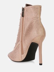 Head on Faux Suede Diamante Ankle Boots