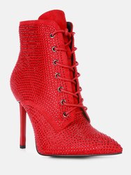 Head on Faux Suede Diamante Ankle Boots