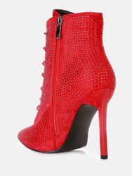 Head on Faux Suede Diamante Ankle Boots