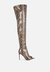 High Drama Snake Print Stiletto Long Boots - Black