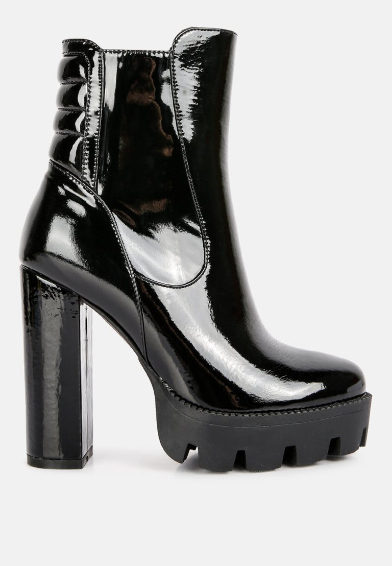 High Key Collared High Heel Ankle Boot - Black