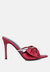 High Tea Rhinestone Bow Embellished Stiletto Sandals - Burgundy