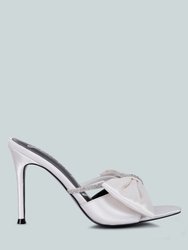 High Tea Rhinestone Bow Embellished Stiletto Sandals - White