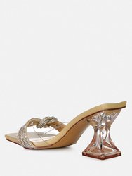 Hiorda Rhinestone Knotted Spool Heel Sandals