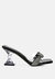 Hiorda Rhinestone Knotted Spool Heel Sandals - Black