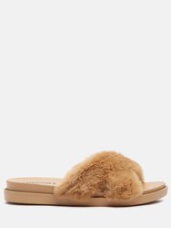 Homey Fur Slip-On Flats - Beige