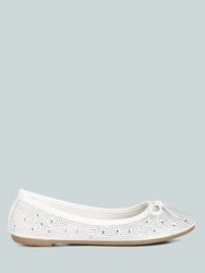 Hosana Rhinestones And Stud Embellished Ballet Flats - Off White