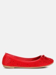 Hosana Rhinestones And Stud Embellished Ballet Flats - Red