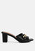 Hotshot Mid Heel Chain Detail Sandals - Black