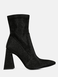 Hustlers Shimmer Block Heeled Ankle Boots - Black