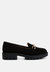 Jacop Micro Suede Metal Chain Link Loafers - Black