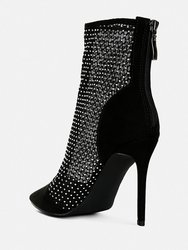 Jazz Rhinestone Embellished Mesh Stiletto Boots