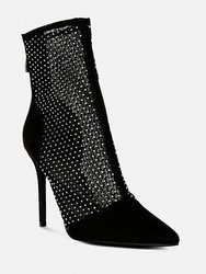 Jazz Rhinestone Embellished Mesh Stiletto Boots