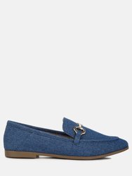 Jiro Horsebit Detail Flat Loafers - Denim