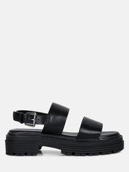 Joan Dual Strap Platforms Sandals With Buckle - Black