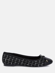 Junpey Plaid Tweed Ballet Flats - Black