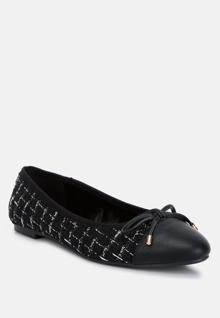 Junpey Plaid Tweed Ballet Flats