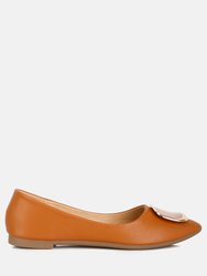 Karder Brooch Detail Ballet Flats - Tan