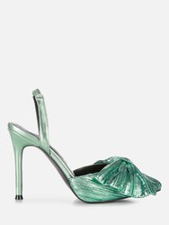 Kiki Bow Embellished Slingback Sandals - Jade Green