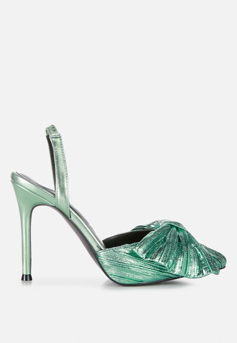 Kiki Bow Embellished Slingback Sandals - Jade Green