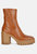 Kokum Faux Leather Platform Ankle Boots - Tan