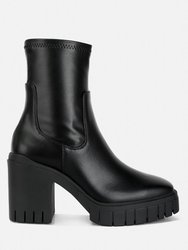 Kokum Faux Leather Platform Ankle Boots - Black