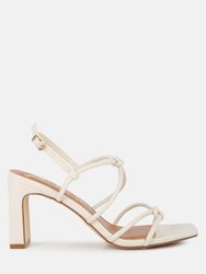 Kralor Knotted Strap Italian Block Heel Sandals - Beige