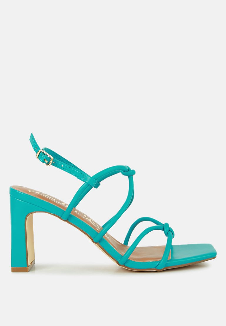 Kralor Knotted Strap Italian Block Heel Sandals - Green