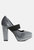 Krause High Block Heel Velvet Pumps - Grey