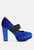 Krause High Block Heel Velvet Pumps - Blue