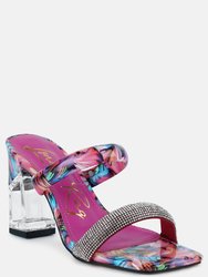 Krypton Marble Print Clear Block Heel Sandals