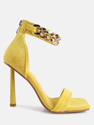 Last Sip Micro Suede High Heel Sandals - Yellow