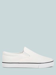 Laszlo Canvas Slip on Sneakers - White
