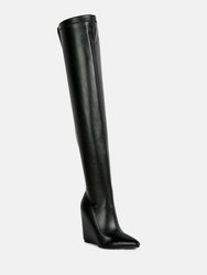 Leggy Lass Wedge Heel Long Boots