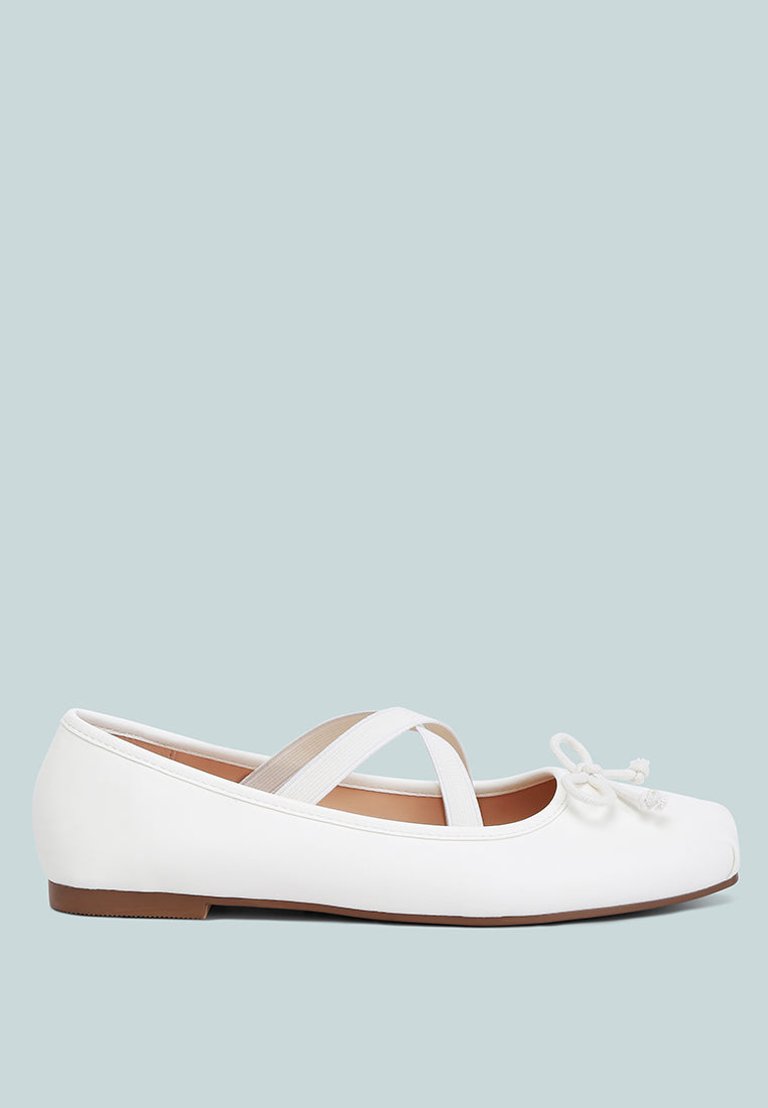 Leina Recycled Faux Leather Ballet Flats - White