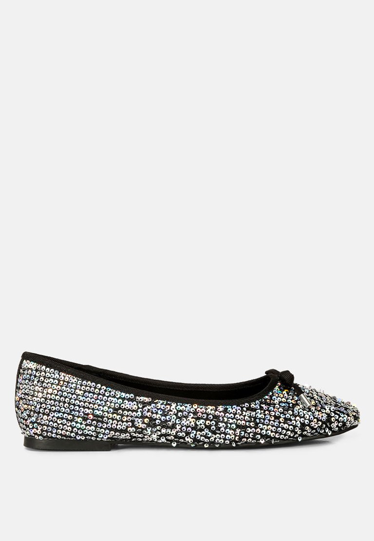 Lettie Sequin Embellished Ballet Flats - Black