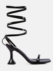 Lewk Strappy Tie Up Spool Heel Sandals - Black