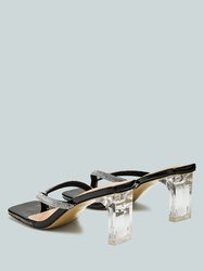 Litchi Rhinestone Embellished Strap Sandals