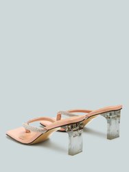 Litchi Rhinestone Embellished Strap Sandals