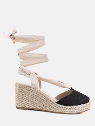 Little Mary Strappy Wedge Heel Sandals - Black