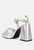 Lofty Metallic Faux Leather Block Heel Sandals