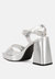 Lofty Metallic Faux Leather Block Heel Sandals