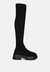 Loro Stretch Knit Knee High Boots - Black