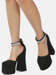 Lucky Me Block Platform Sandal With Metal Chain